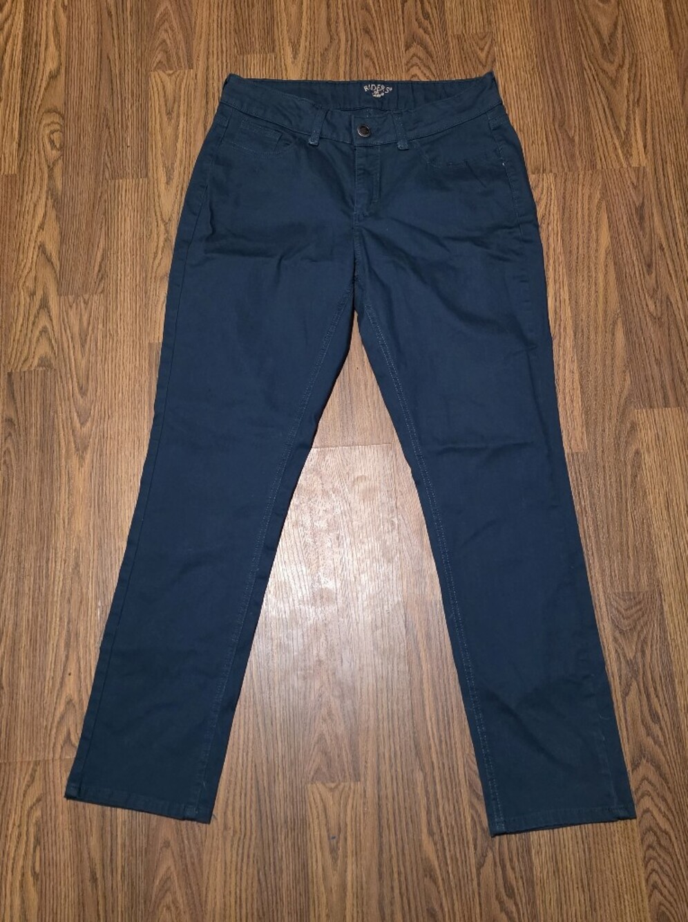Riders by Lee Women’s 12P Straight Leg Chino Pants Teal Navy Blue Stretch F80